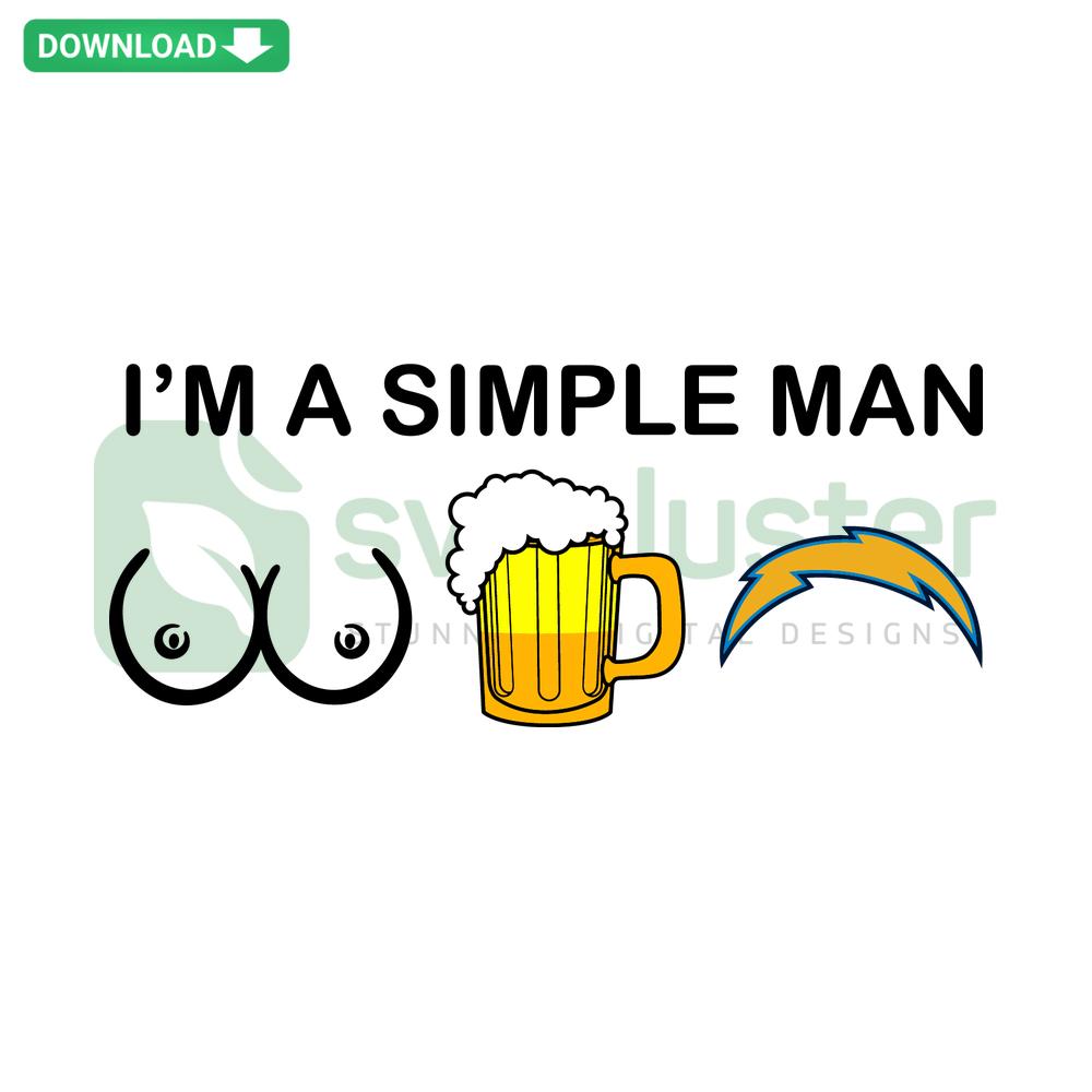 Los Angeles Chargers SVG Design with text I Am A Simple Man - Perfect for Designers, SVG Resources