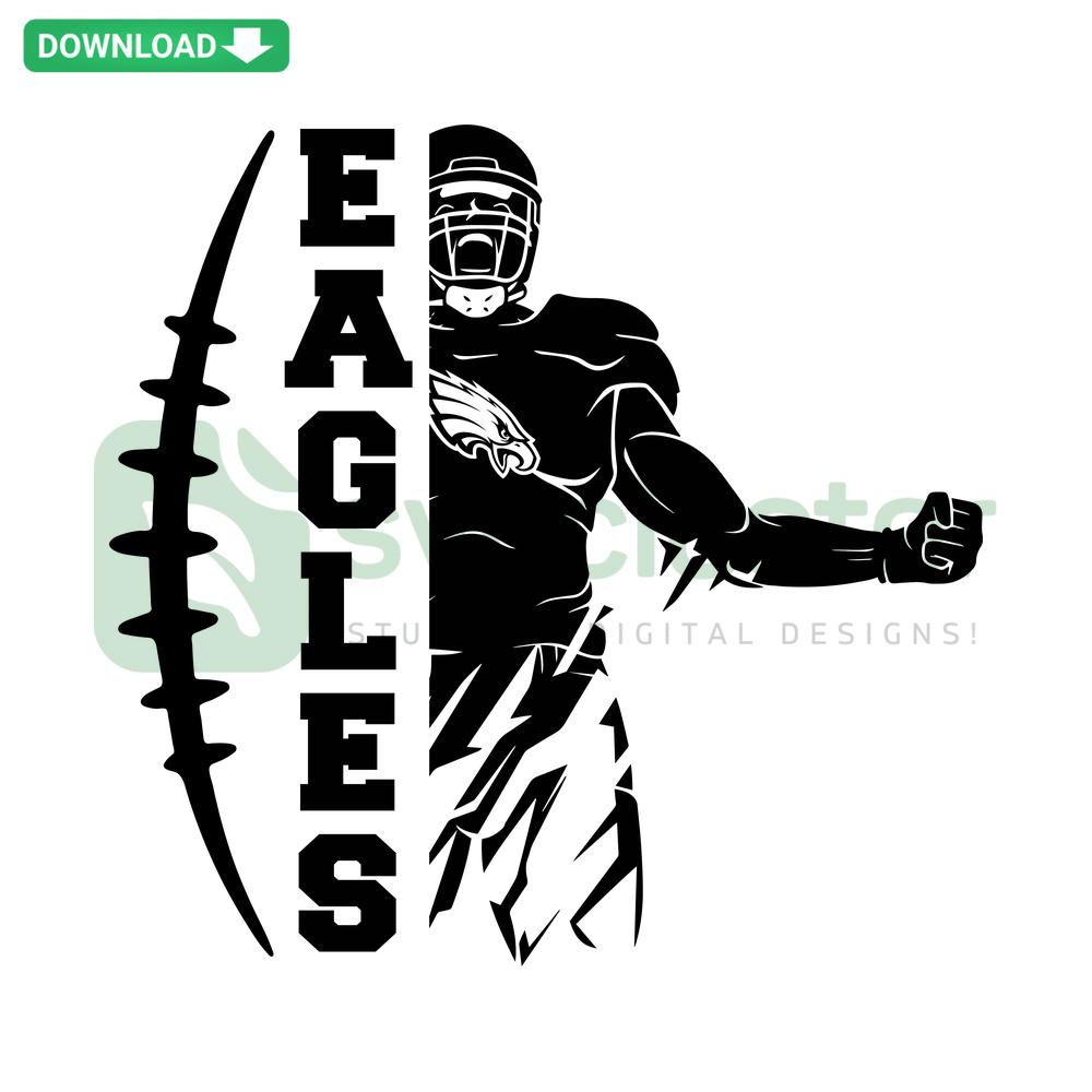 Eagles football player SVG clip art, digital download, sports silhouette design, team spirit, vector illustration
