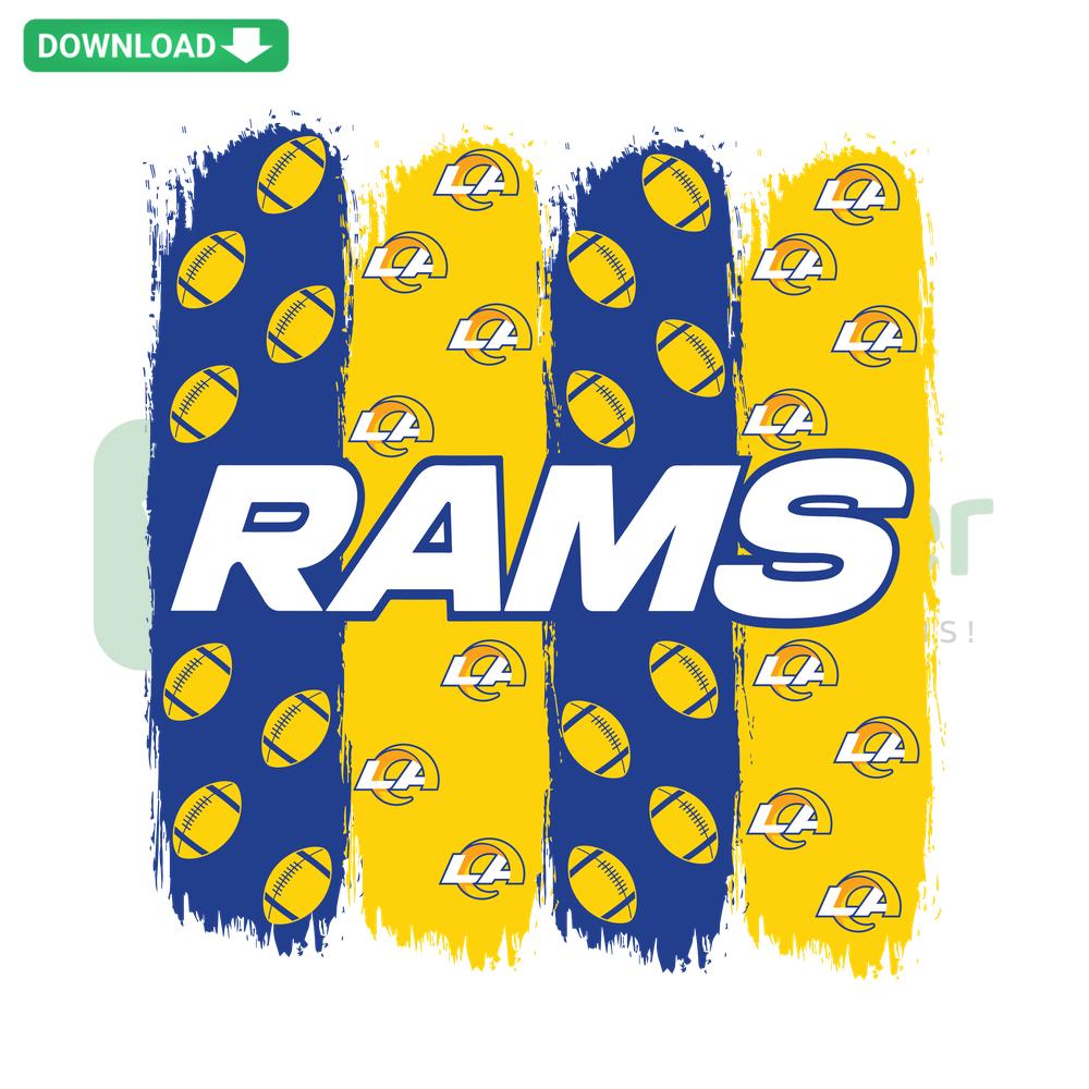 Los Angeles Rams Football Pattern SVG for Cricut; blue, gold Rams helmets, footballs design, perfect for DIY crafts, vector file