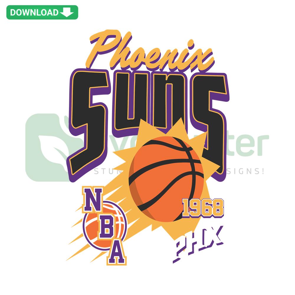 Phoenix Suns 1968 SVG Design for T-Shirts: Retro Basketball Logo, Digital Download, Perfect for Custom Apparel, SVG Files.