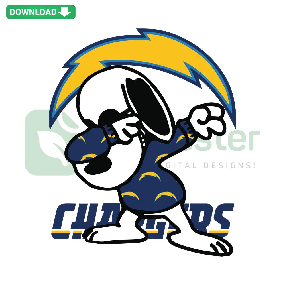 Chargers Snoopy SVG design featuring Snoopy in a Chargers jersey, available for instant digital download.