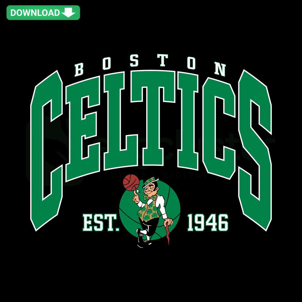 Boston Celtics Logo Est 1946 SVG for Cricut Crafts, Classic Green Clover Emblem, Digital Download Patterns