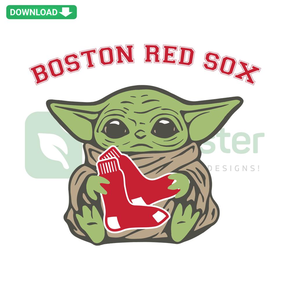 Baby Yoda in Boston Red Sox gear SVG, digital download, premium graphic, perfect for fans, crafting, decor, and DIY projects.