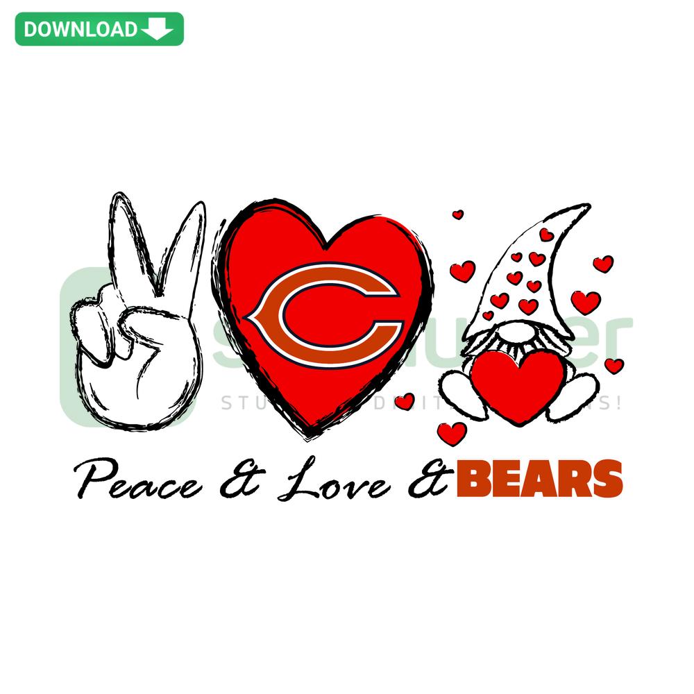 Peace Love Bears SVG: Cute bear silhouette with peace symbol, Love text; Editable SVG for Cricut crafts, digital download.