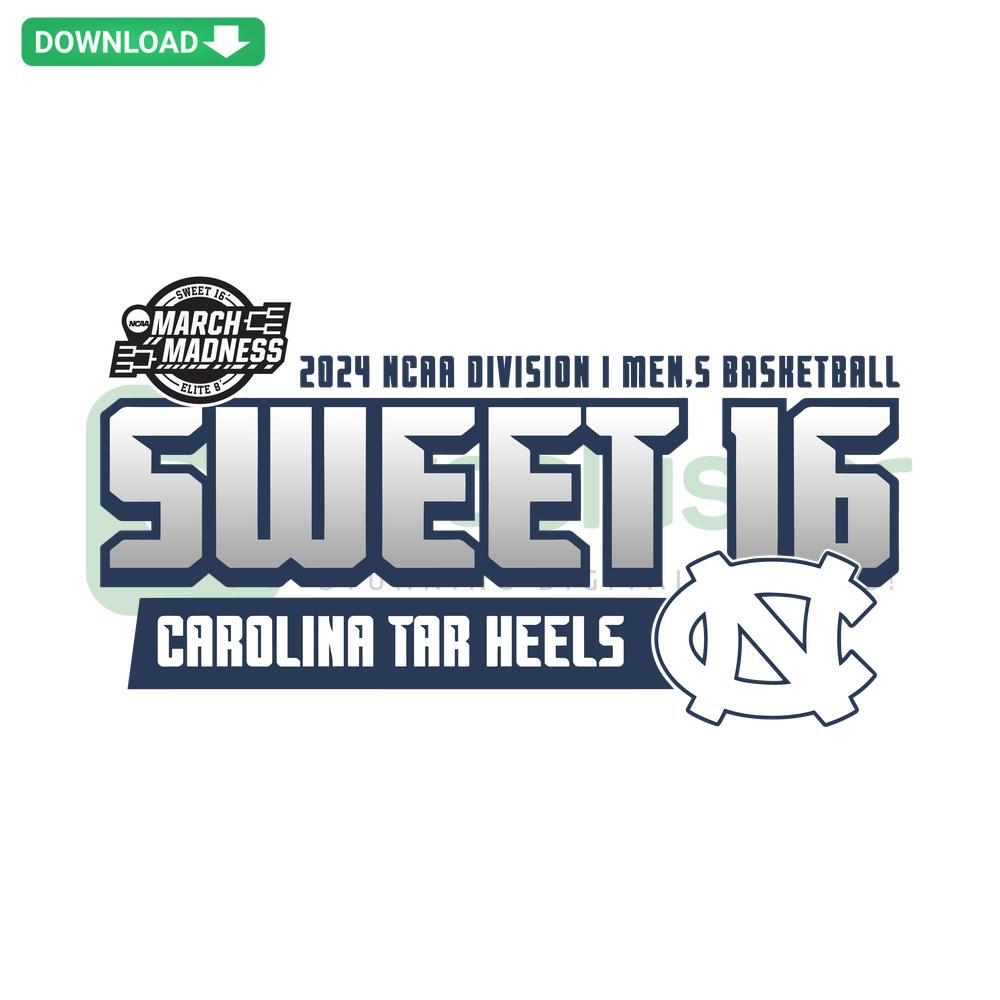 High-Quality UNC MBB Sweet Sixteen 2024 SVG Design for NCAA Basketball Fans