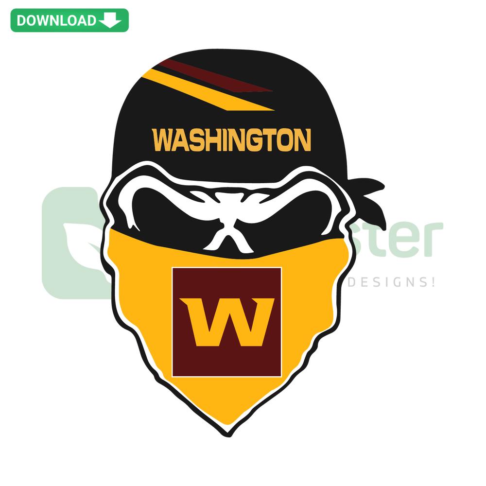 Washington Football Team Skull SVG design, editable vector for Cricut, featuring team logo, perfect for sports-themed crafts.