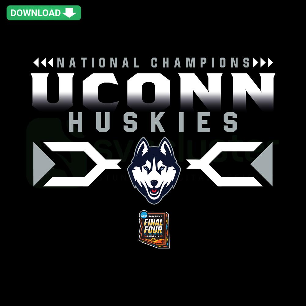 UConn Huskies 2024 NCAA Men's Basketball Champions SVG, Cricut design featuring team logo, trophy, and celebratory graphics.