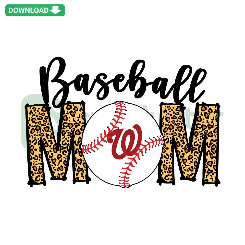 Washington Nationals Baseball Mom SVG: Cricut design with team logo, baseball heart, perfect for crafting and apparel.