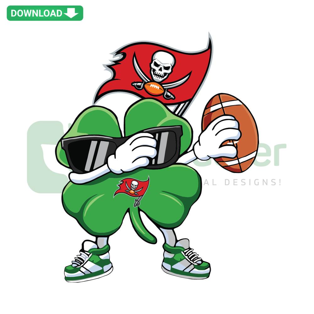 Dabbing Shamrock in Buccaneers Jersey SVG, High-Res Football Clipart, Tampa Bay Shamrock Design, Sports SVG Files
