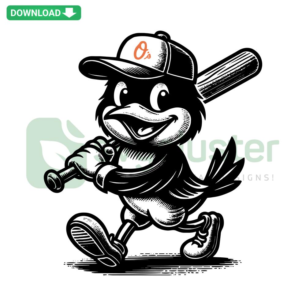 Baltimore Orioles holding baseball bat SVG, digital download, premium SVG graphics for sports enthusiasts and Cricut designs.