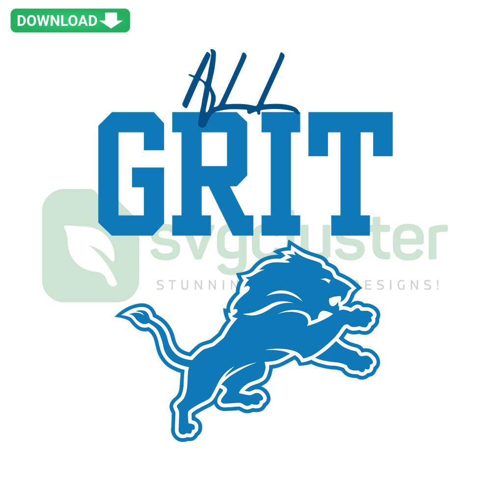 Detroit Lions Football SVG: premium SVG design featuring bold text All Grit with iconic Detroit Lions logo for digital downloads.