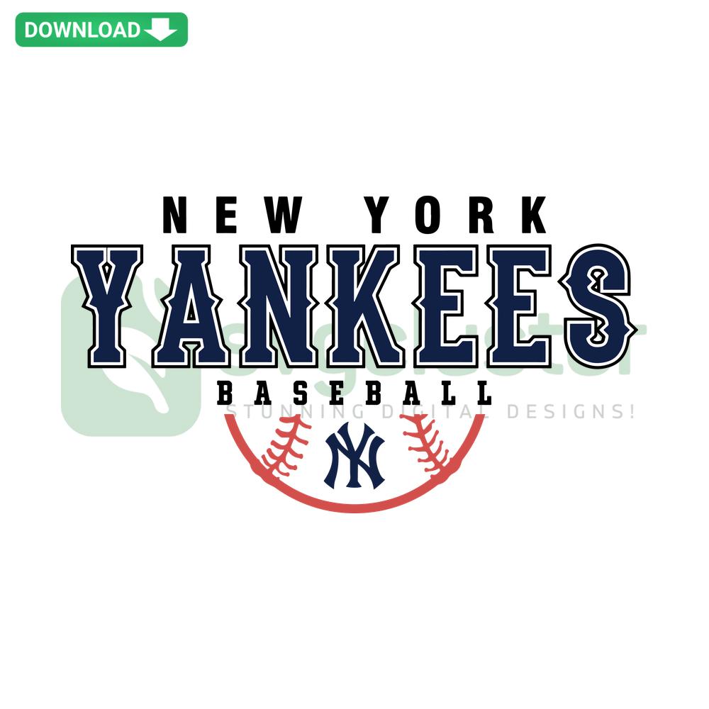 Vintage New York Yankees Baseball Logo SVG, classic navy and white emblem for digital download, perfect for fans and crafts.