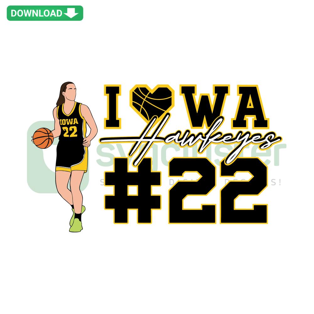 Caitlin Clark Hawkeyes SVG: #22 Iowa Basketball Craft Patterns, Digital Download for DIY Projects and Cricut, Sports Theme Design.