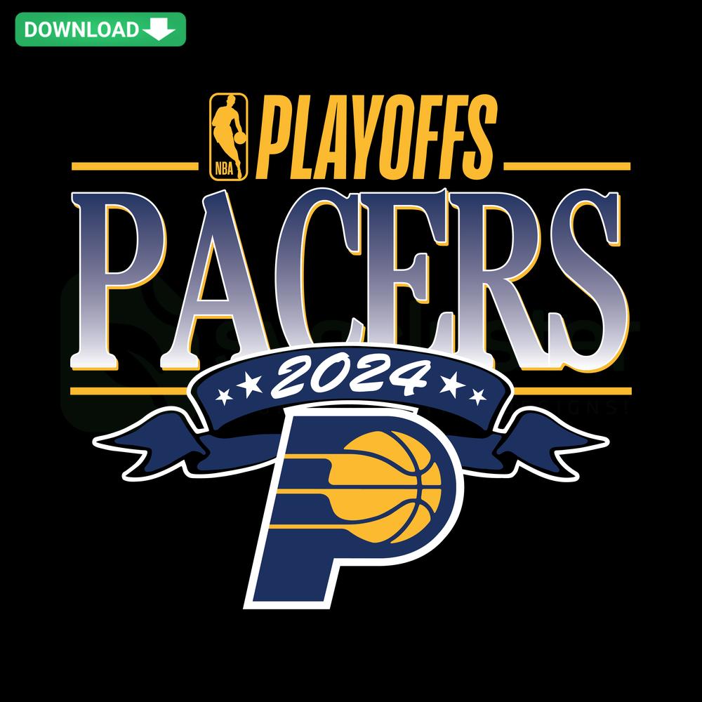 Pacers Basketball 2024 Vintage SVG Design, Downloadable Vector Graphics for Playoffs, Retro Sports Art Digital File