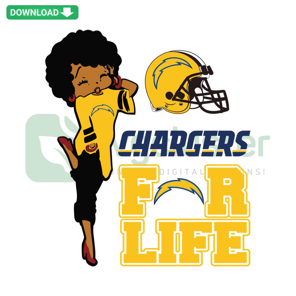 Los Angeles Chargers Girl For Life SVG, stylish design ideal for wall art, featuring team colors and unique typography.
