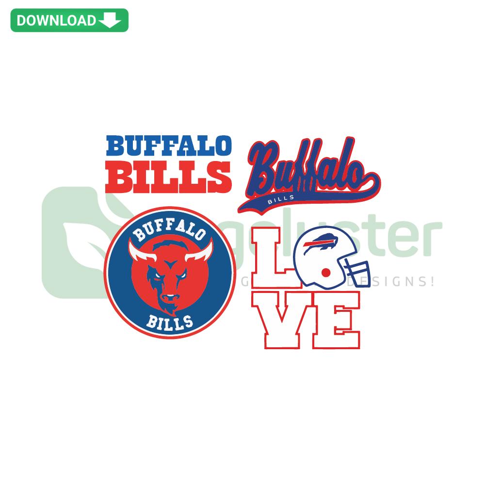 Buffalo Bills SVG Cricut Bundle: NFL Team Logo, Helmet, Player Silhouettes, Instant Download Cut Files for Cricut Projects