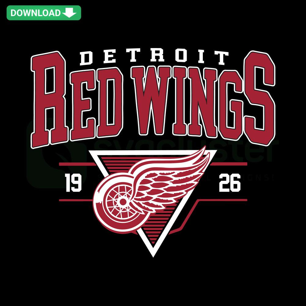 Vintage Detroit Red Wings SVG, '90s hockey emblem design, SVGCluster digital download, retro sports logo, NHL asset.