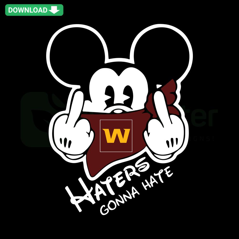 Washington Football Team SVG design with Haters Gonna Hate slogan, bold red and gold colors, suitable for commercial use.