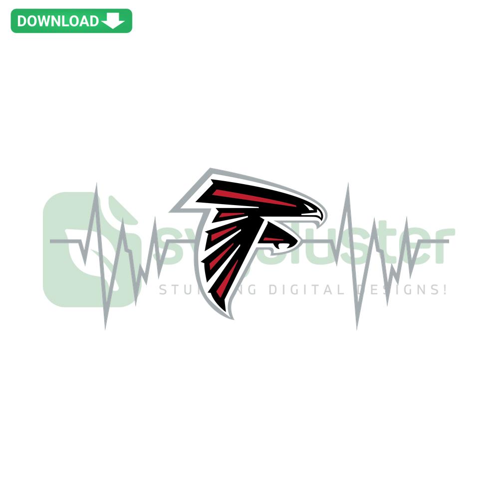 Atlanta Falcons Heartbeat SVG design; perfect for Cricut wall art projects, featuring heartbeat line merging with Falcons logo.