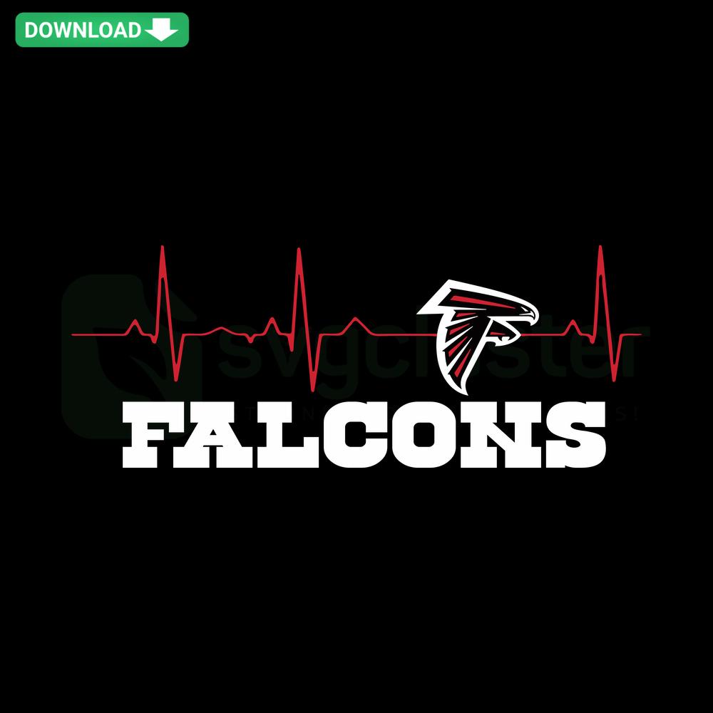 Atlanta Falcons Heartbeat SVG Clip Art: Heartbeat line with Falcons logo, ideal for Cricut projects, digital download.