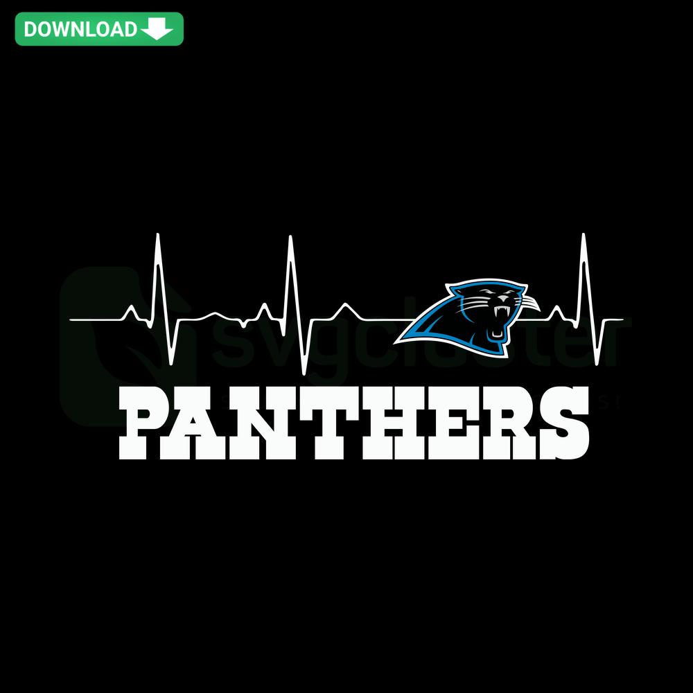 Heartbeat Panthers SVG design featuring panther silhouettes and heartbeats; Cricut digital download collection.