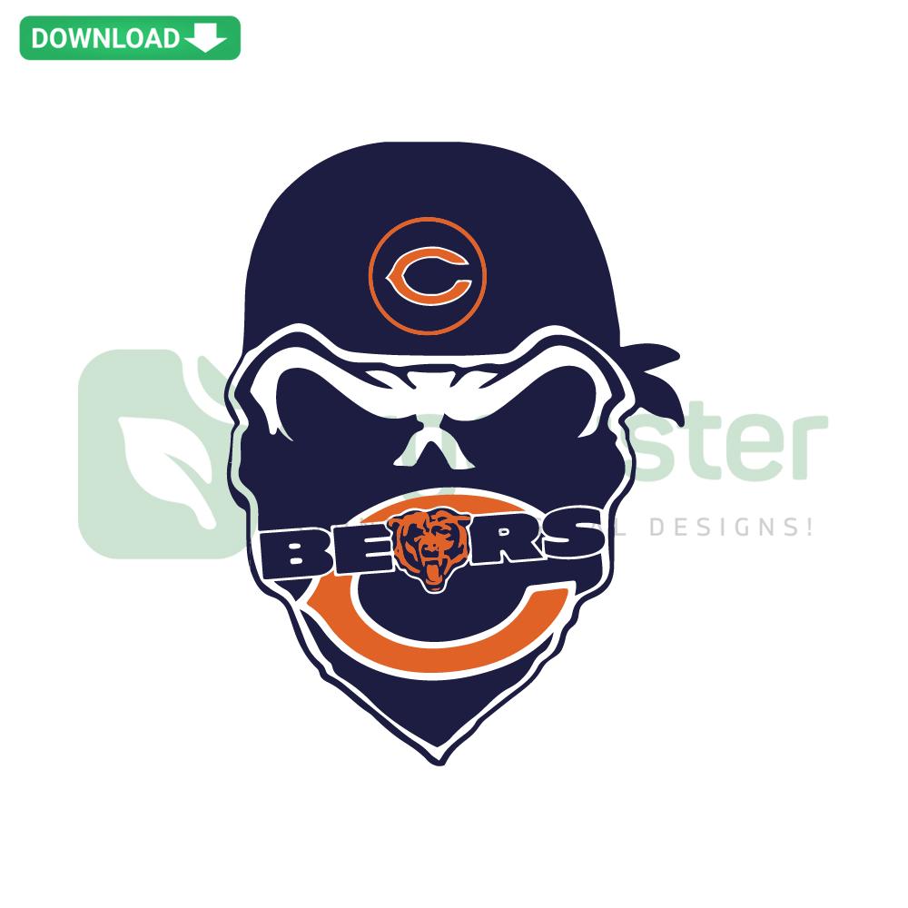 Chicago Bears Skull SVG: Stylized skull with Chicago Bears logo, ideal for Cricut projects, instant digital download.