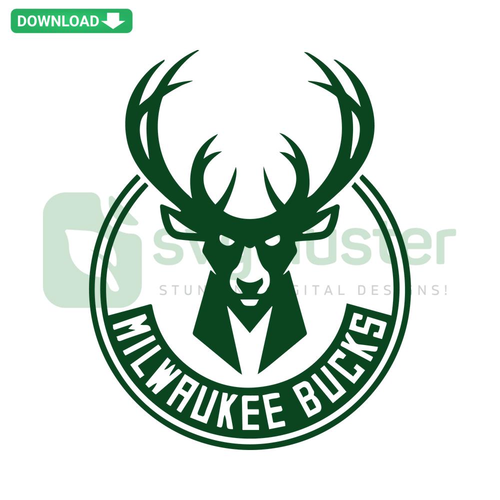 Milwaukee Bucks Logo SVG, Premium Graphics: Green deer head with cream antlers centered in a circular emblem, enhancing team branding.