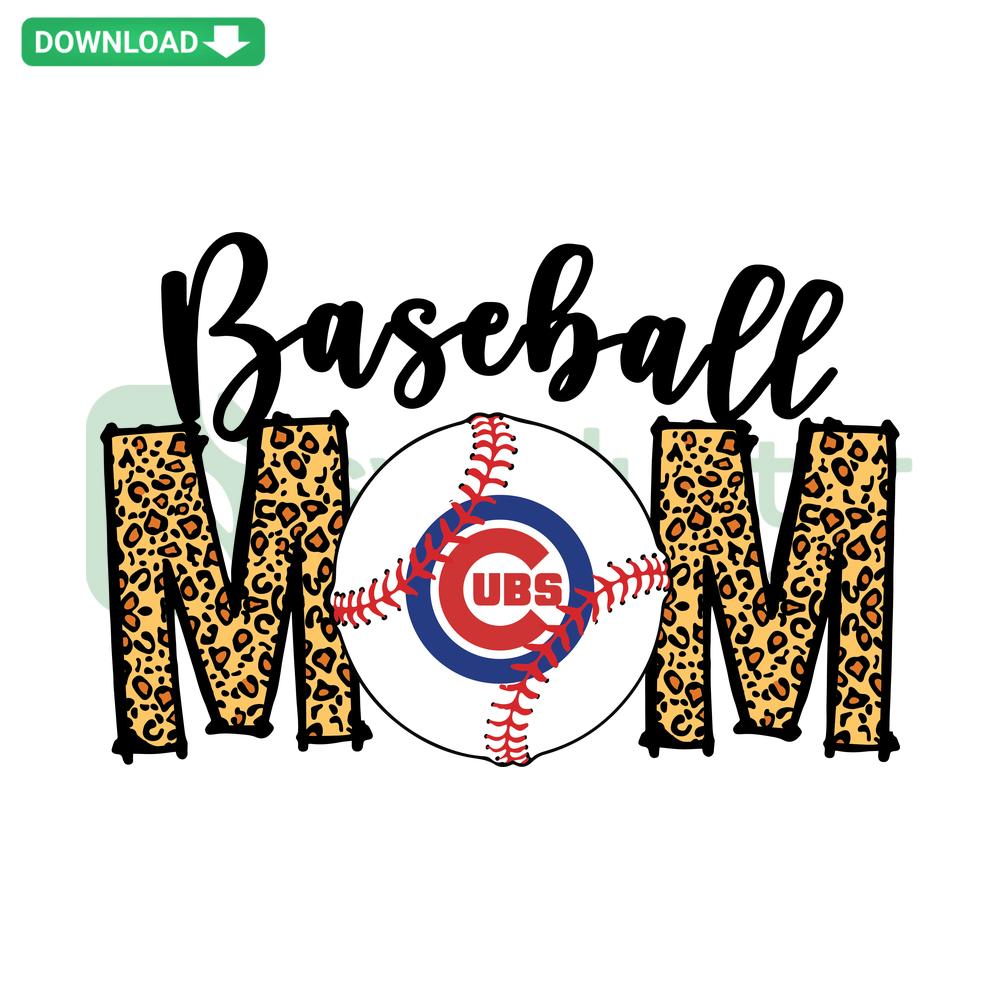 Chicago Cubs Baseball Mom SVG with bat and ball design, Digital Download, Vector Graphics for Cricut/Silhouette, Sports Fan Art.