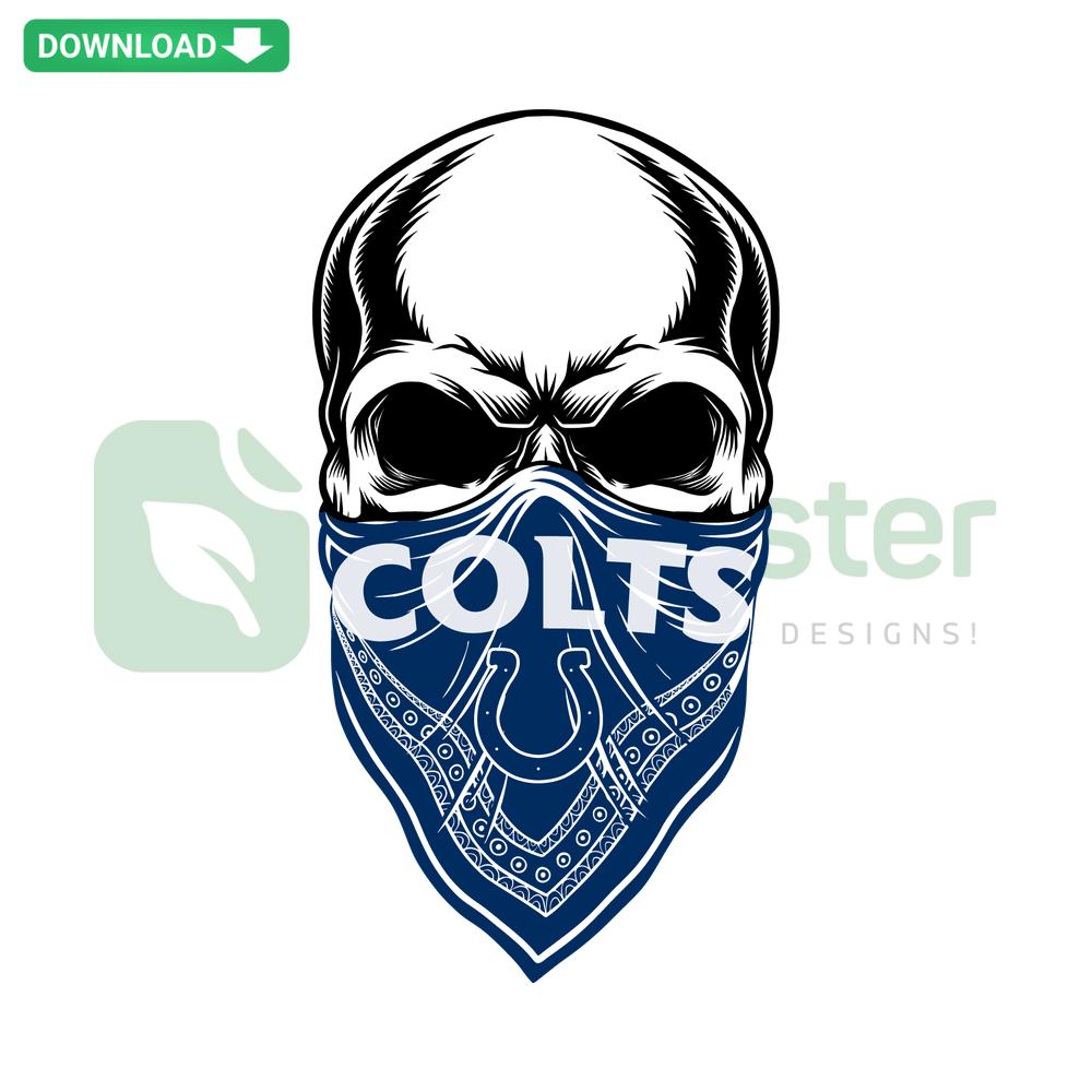Indianapolis Colts Skull SVG Design, Vector Art for Digital Download, NFL-Themed Skull Graphic, Perfect for Crafts and Merchandise