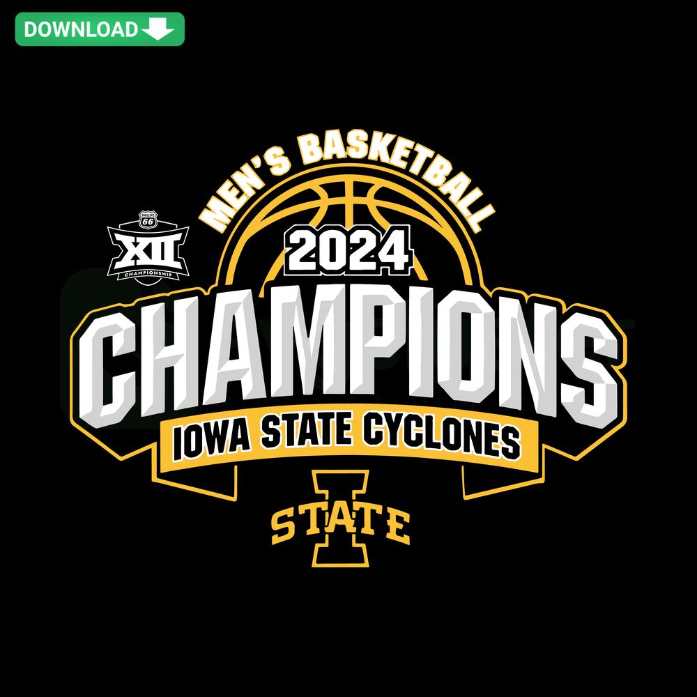 Iowa State Big 12 Men's Basketball Champions SVG: High-Res Design Featuring Team Logo, Trophy, and Celebration Graphics