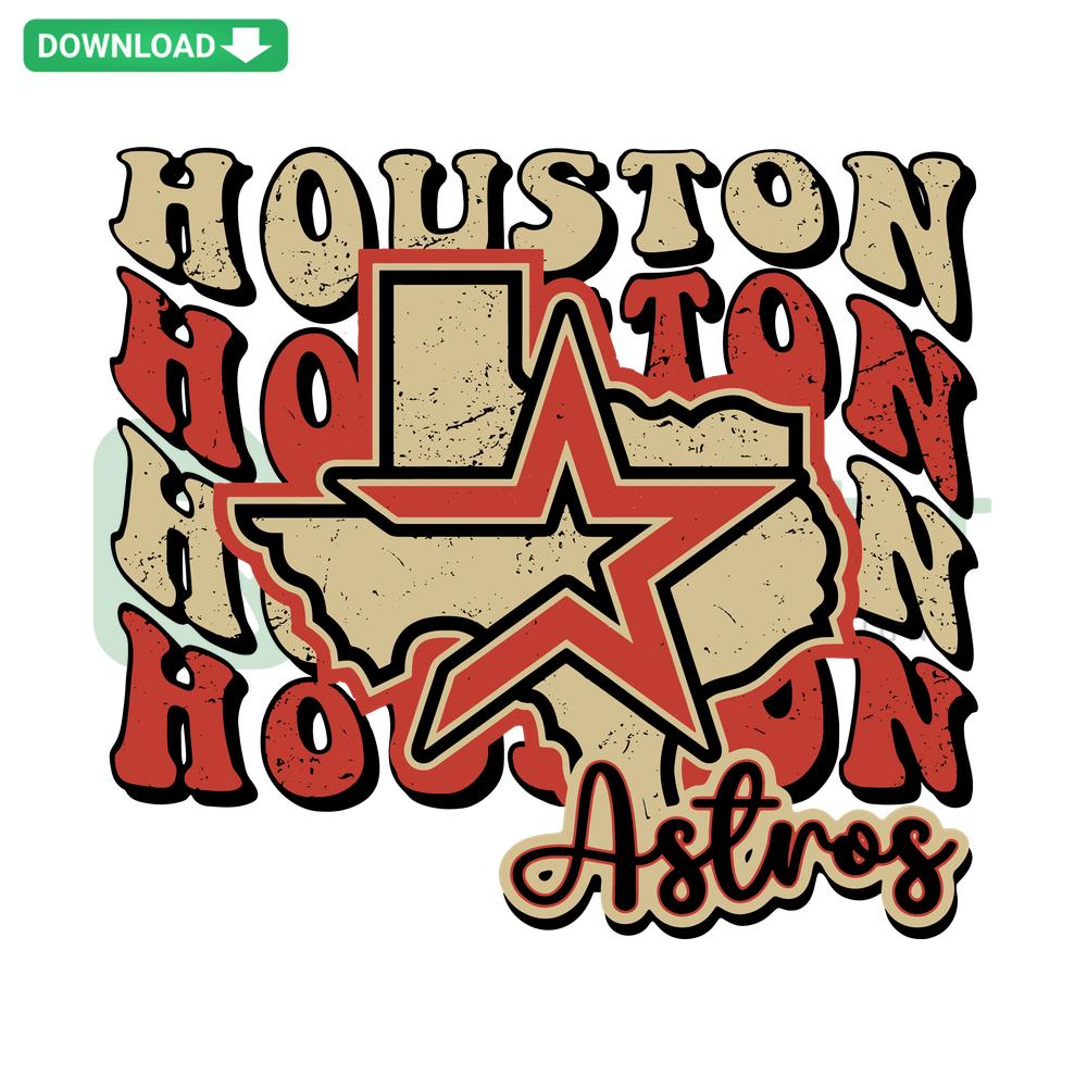 Houston Astros Map Baseball SVG Design, Cricut Digital Download, Printable Asset Featuring Baseball Stitching & Houston Landmarks