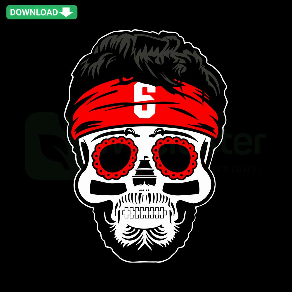 Baker Mayfield Tampa Bay Sugar Skull SVG, vibrant Buccaneers-themed design for instant digital download.