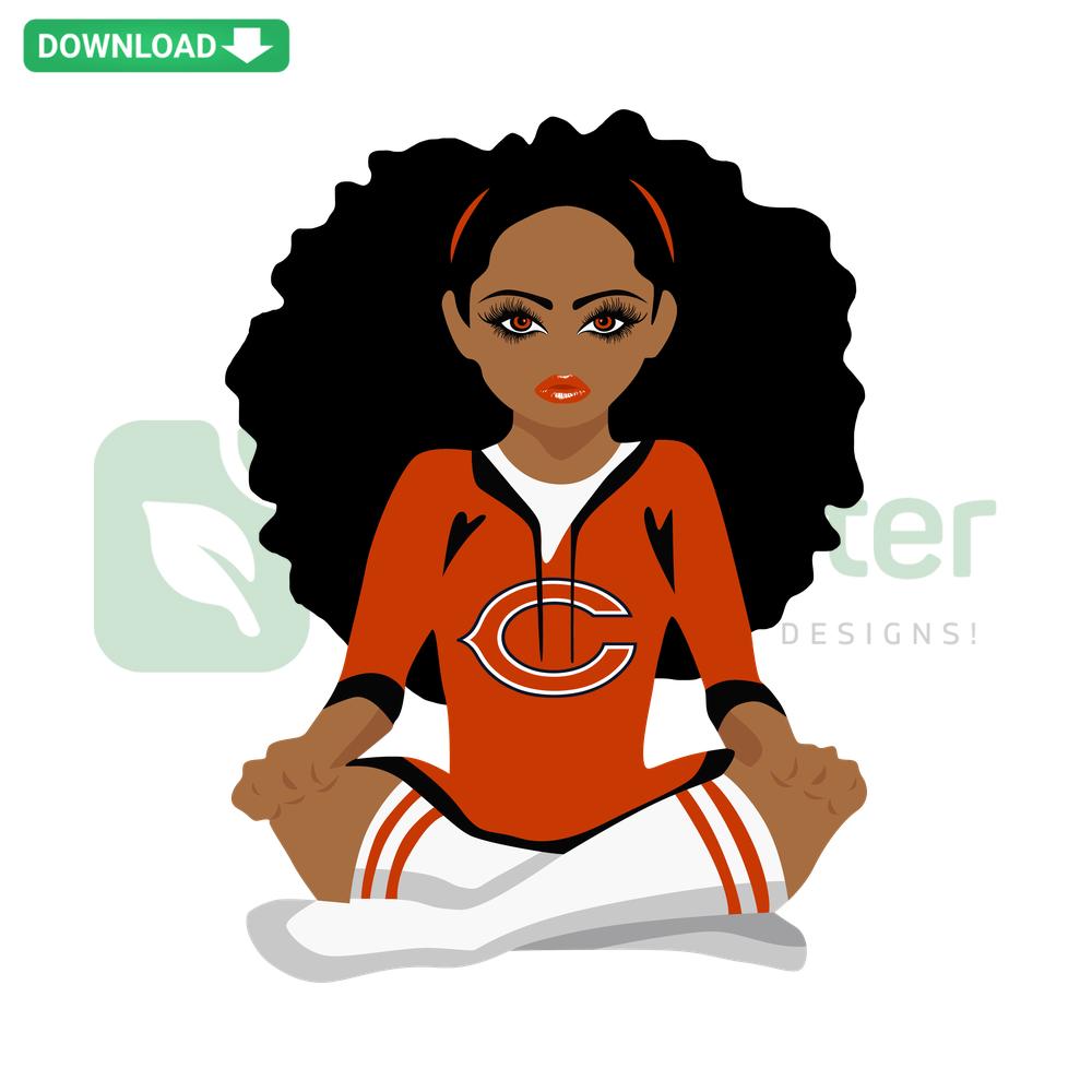 Chicago Bears Black Girl SVG: Afrocentric design with team logo, perfect digital download for designers, instant download file.
