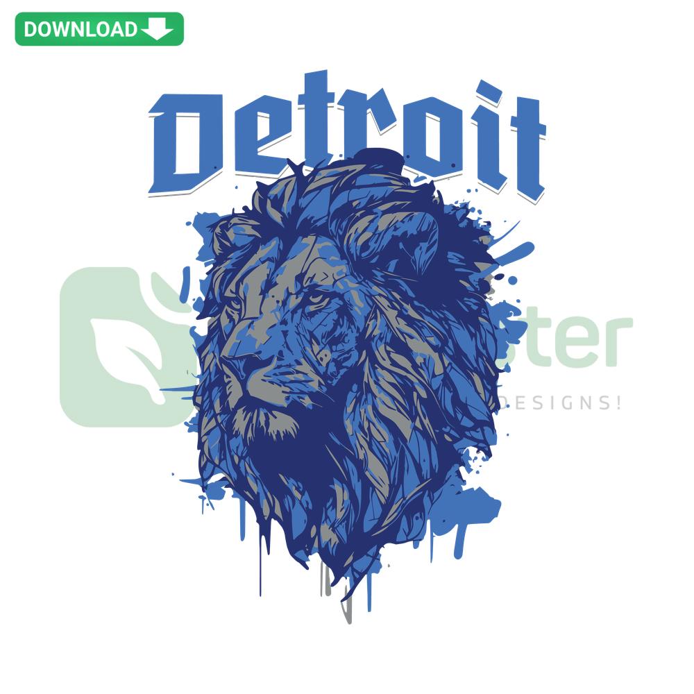 Vintage Detroit Lions Watercolor SVG, Digital Design Download for Designers, Retro NFL Team Art, Vector Graphic
