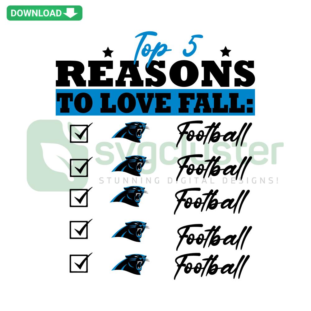 Top 5 Reasons Fall Carolina Panthers SVG: Football-themed printable design featuring team logo, vibrant autumn motifs, perfect for crafts.