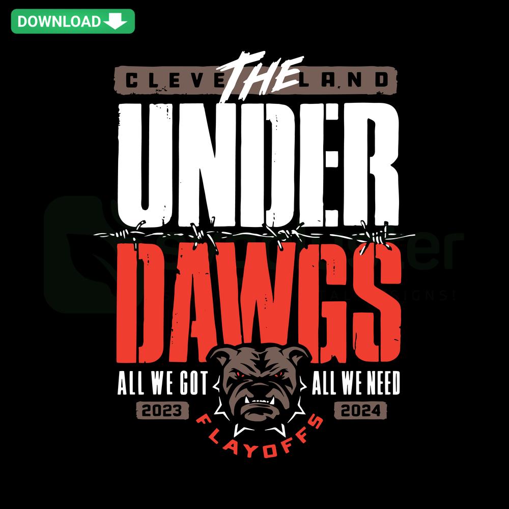 Cleveland Football Underdawgs Playoff SVG, Unique SVG Designs: Bold text with football motif, perfect for sports fan crafts.