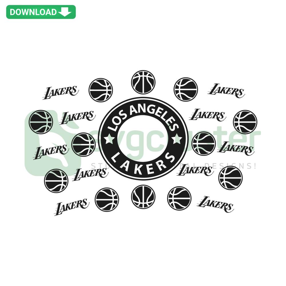 Los Angeles Lakers Starbucks Wrap SVG, download-ready, features team colors and logo, perfect for creative design projects.