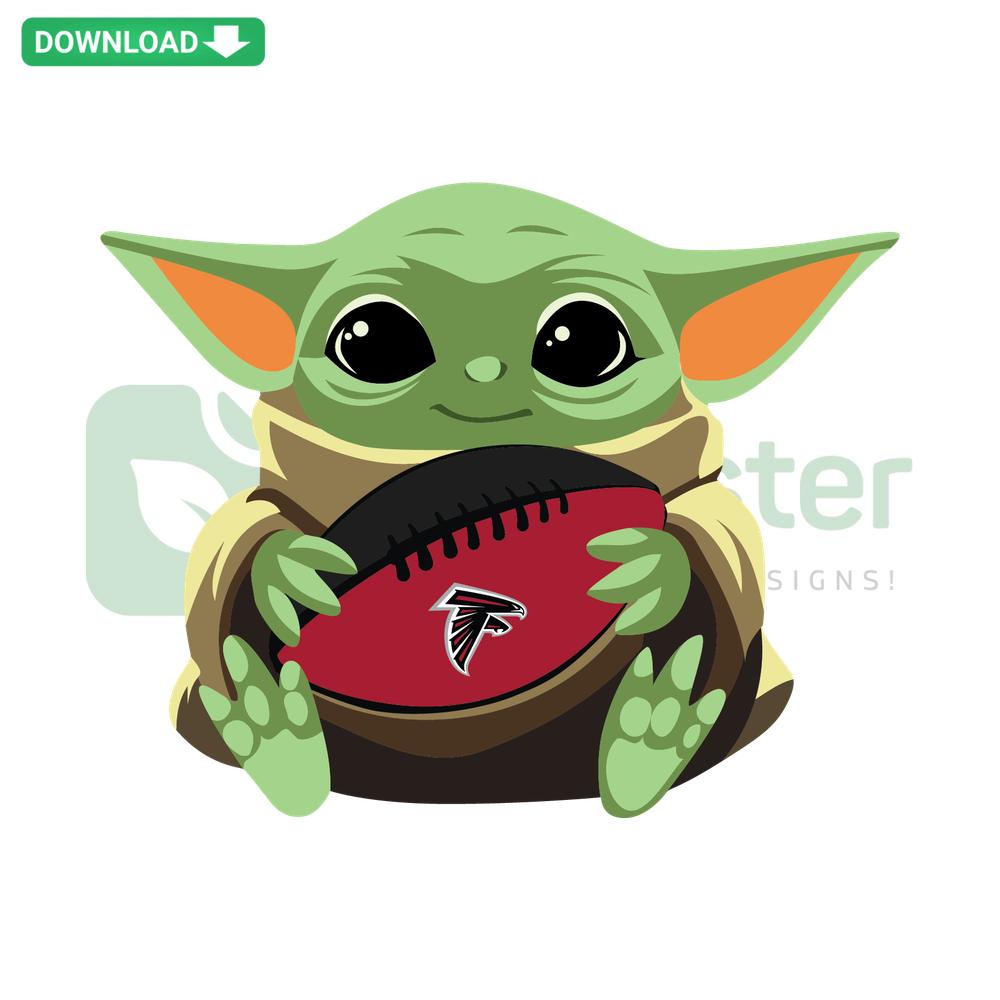 Atlanta Falcons Baby Yoda Football SVG, Editable Digital File; perfect for fans, featuring Baby Yoda with Falcons' logo, instant download.