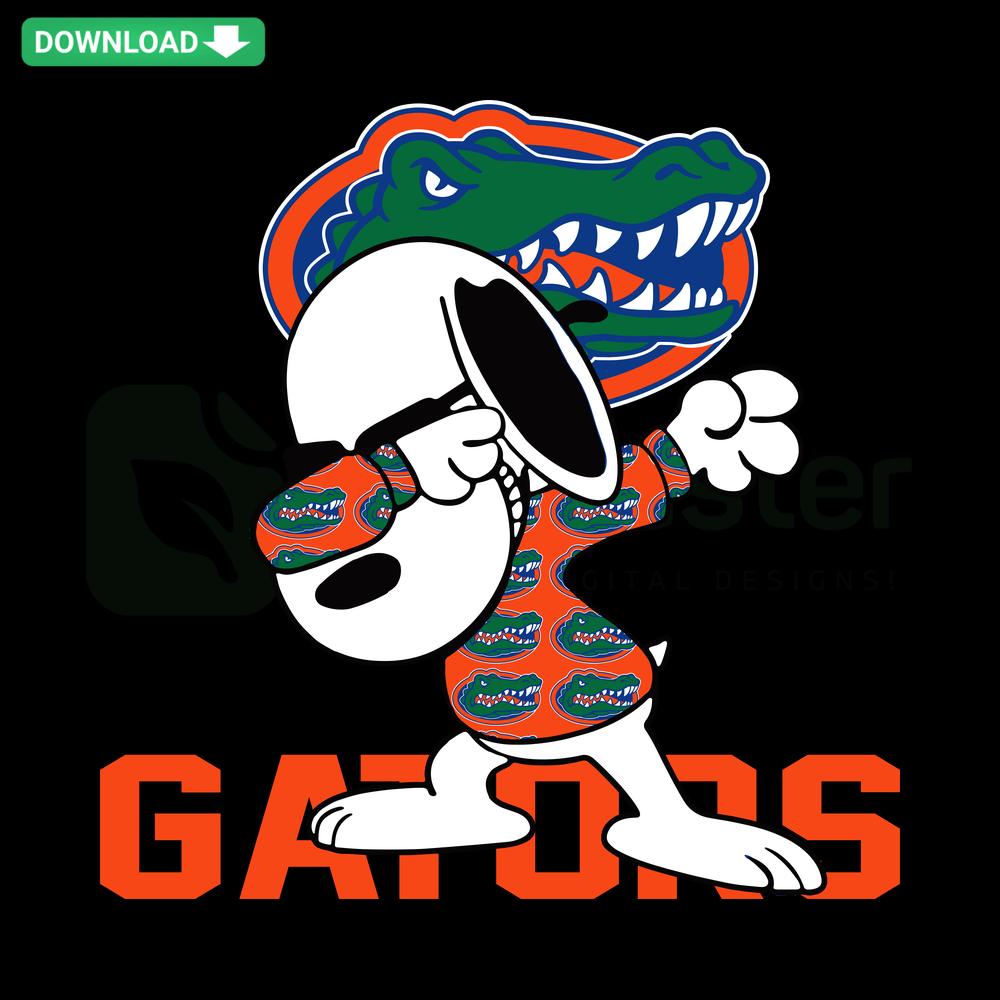 Dabbing Snoopy Florida Gators Football SVG Template for Cards: Iconic Peanuts character in Gators gear, football theme, digital art.