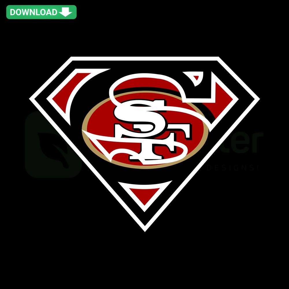 San Francisco 49ers Superman SVG, Cricut Download; Editable, perfect for sports-themed craft projects.