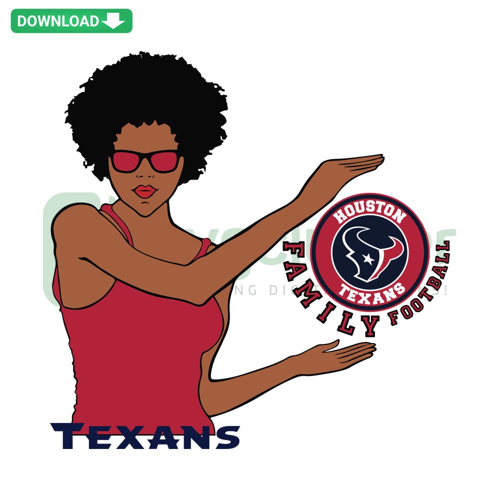 Houston Texans family football-themed SVG design featuring team logo and text, from SVGCluster Digital Assets.