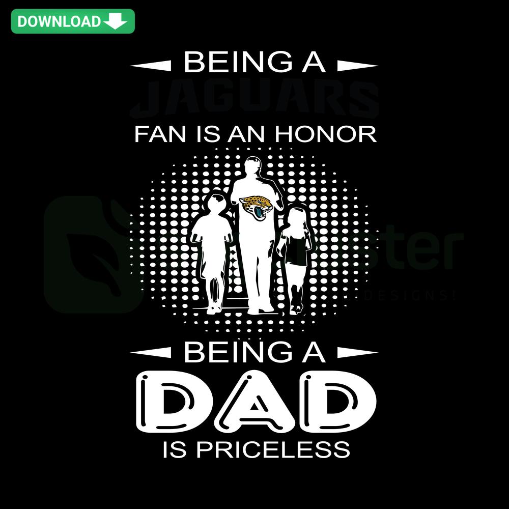 Being A Jaguars Fan Is An Honor Being A Dad Is Priceless SVG design, perfect for crafting, featuring bold, sporty typography.
