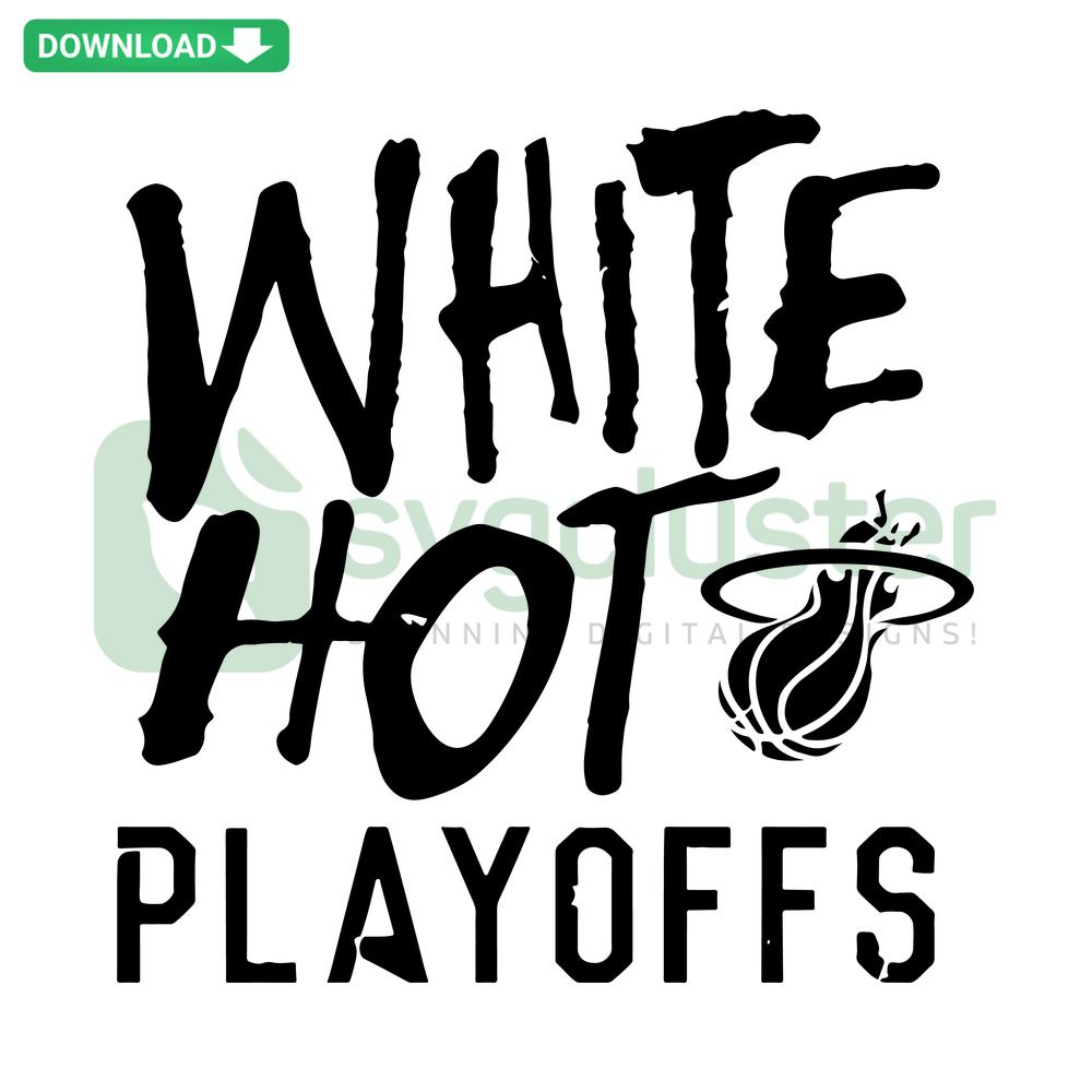 White Hot Miami Heat Playoffs SVG: Bold basketball graphic, vibrant team colors, digital download, perfect for DIY crafts.