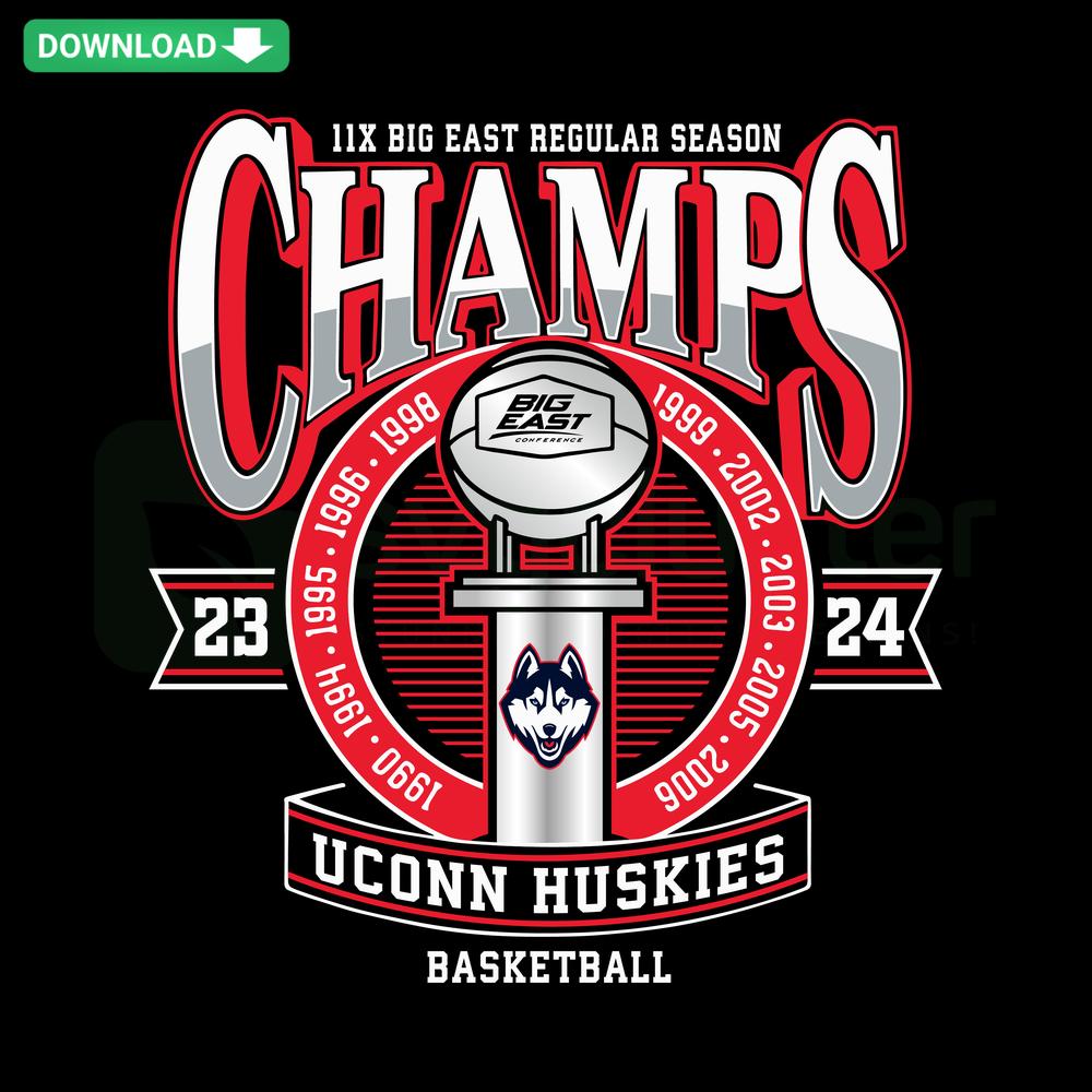 UConn Mens Basketball Big East Champs NCAA SVG, SVG template for cards featuring UConn logo, basketball, championship text.