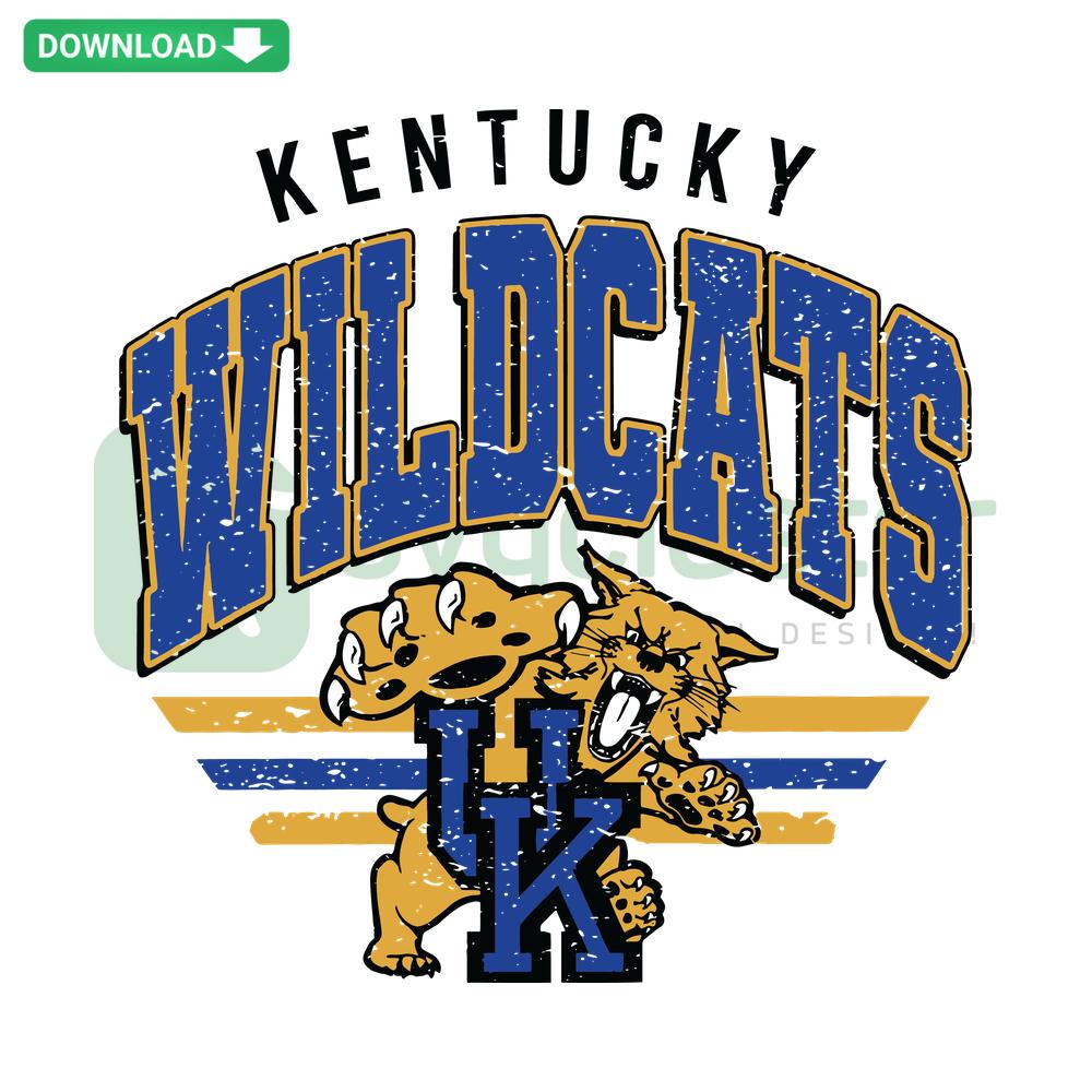 Kentucky Wildcats NCAA SVG design, ideal for Cricut & Silhouette, featuring bold Wildcat logo in blue & white.