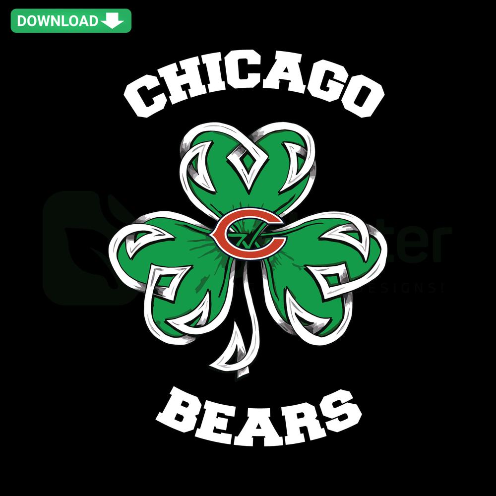 Chicago Bears Shamrock Football SVG with St Patricks Day theme, premium graphics, ideal for sports fans and crafting projects.