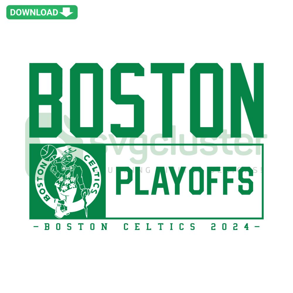Boston Basketball Playoffs 2024 SVG, NBA Digital Download, Wall Art SVG Files with Team Logo and Court Design