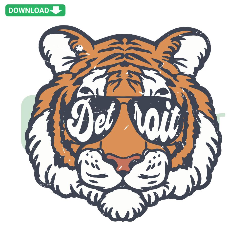 Detroit Tigers mascot head SVG design, downloadable Detroit baseball SVG, unique MLB team vector.