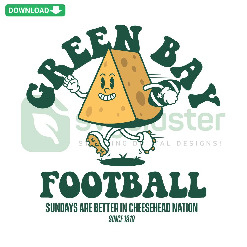 Green Bay Football Sundays SVG design with Cheesehead Nation theme, premium SVG for designers, perfect for sports fanatics.