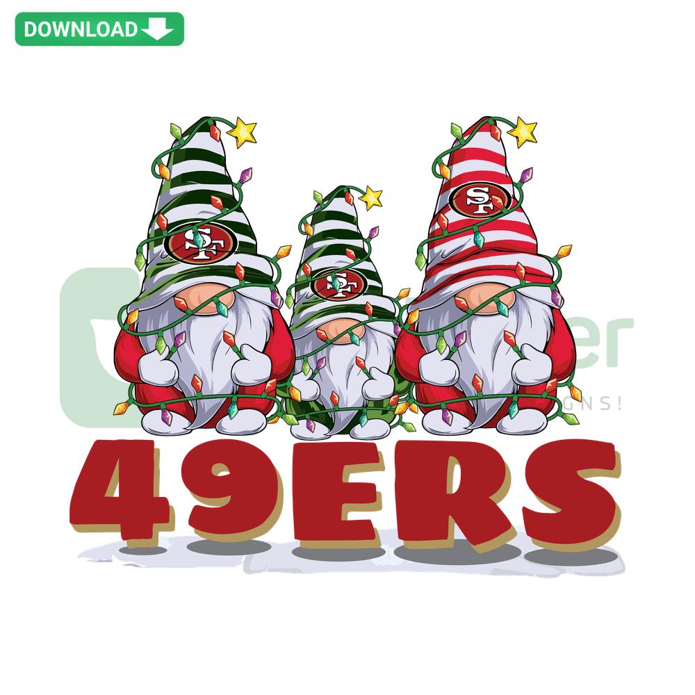 Festive San Francisco 49ers Christmas Gnomes SVG, Printable Crafts, Holiday Decor, Digital Download Design.